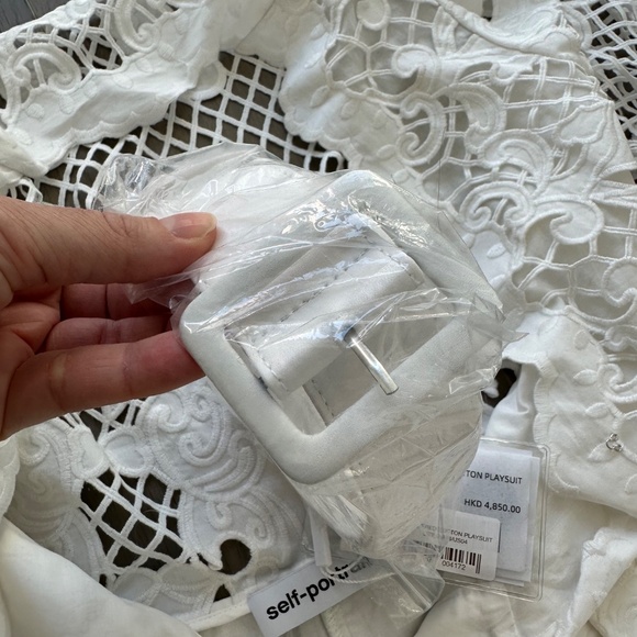 Self Portrait Lattice Embroidered White Playsuit Romper US 4 Bridal Wedding - Picture 10 of 13